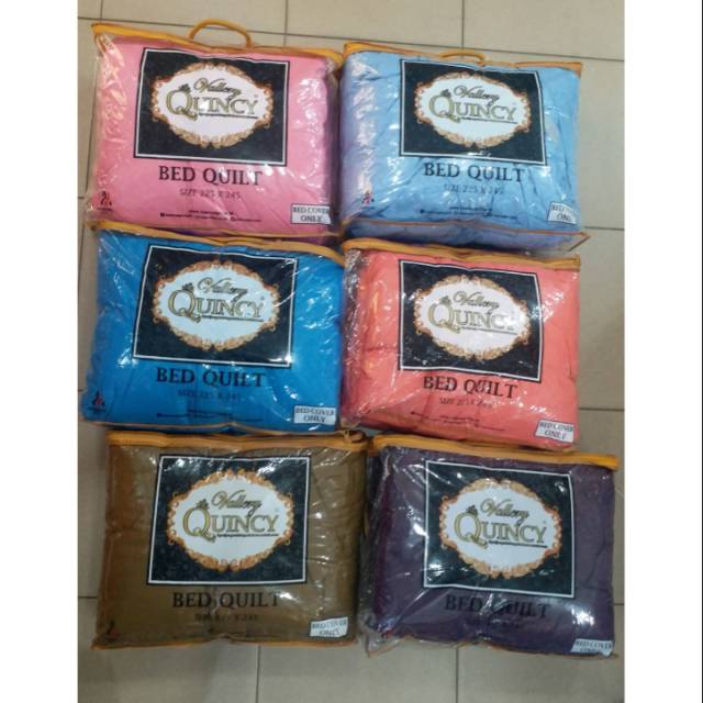 BED QUILT (BEDCOVER ONLY) VALLERY QUINCY UKURAN 225X245CM BEDCOVER MURAH CANTIK MOTIF POLOS