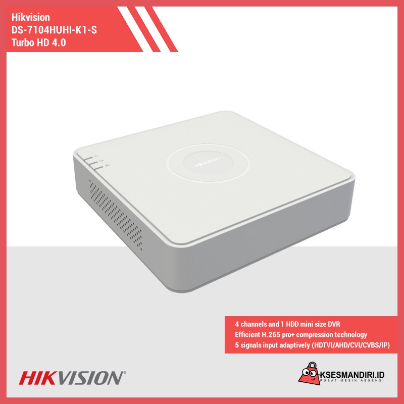 &quot;DS-7104HUHI-K1(S) (Turbo HD 4.0)&quot; DVR HIKVISION