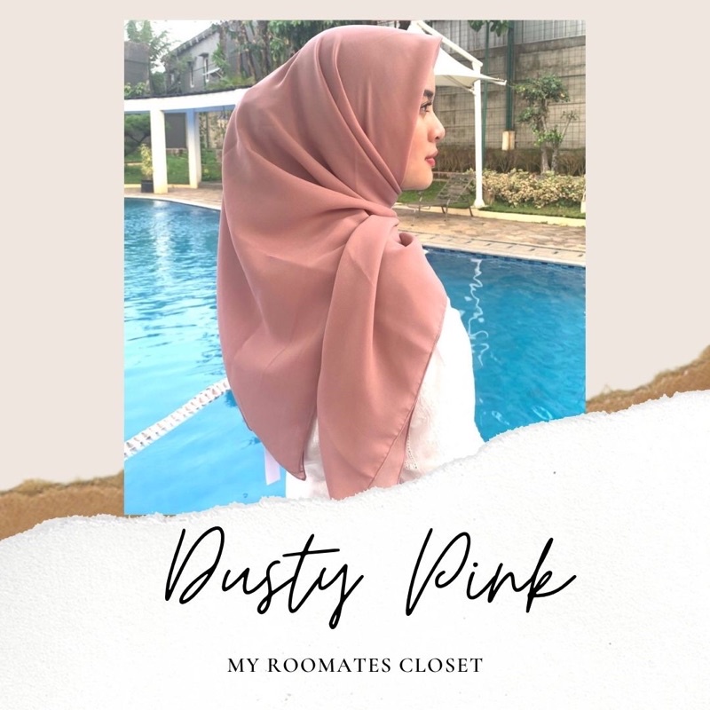 Kerudung Hijab Segi Empat Polly Cotton Dusty Pink