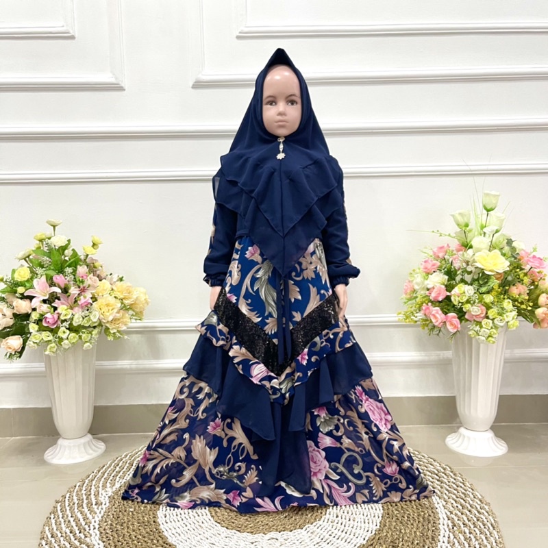 SET GAMIS ANAK V SULTAN CERUTY PRINTING PAYET