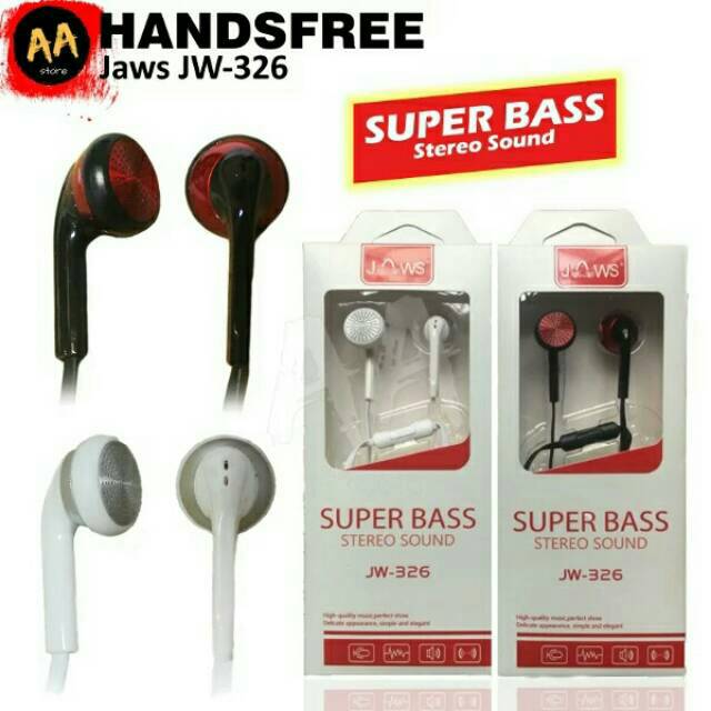 Handsfree/Headset/Earphone Super Mega Bass Jaws JW-326 Stereo Mega Bass