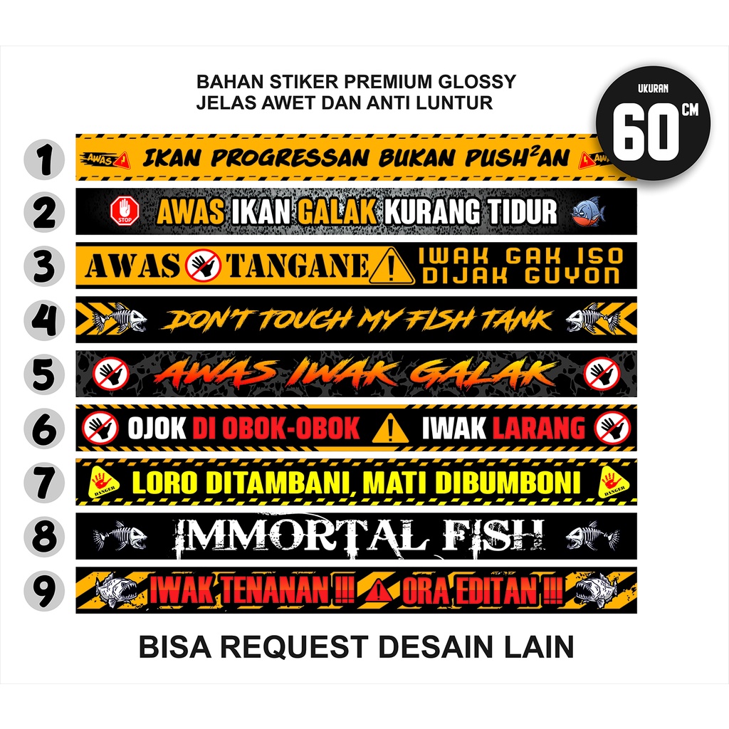 (Khusus Ukuran 60cm)Stiker aquarium setiker aquarium stiker tank stiker iwak galak stiker predator f