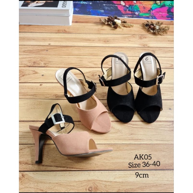 ABBUSHOES AK 05 haigh Heels Wanita 9cm  bahan Suede cocok Untuk Pesta