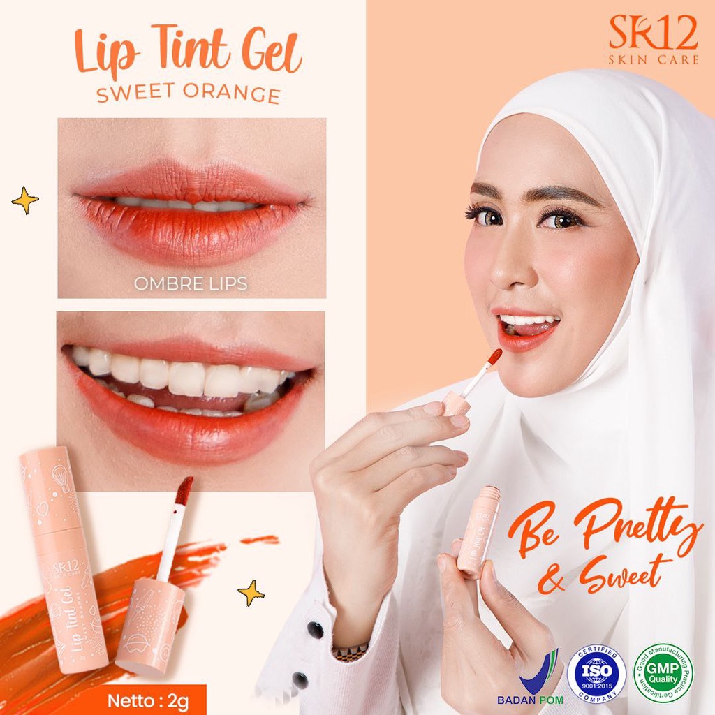 LIP TINT GEL SWEET ORANGE SR12 | CHEEK &amp; LIPS | BPOM 100% ORI | LIP TINT AWET TAHAN LAMA