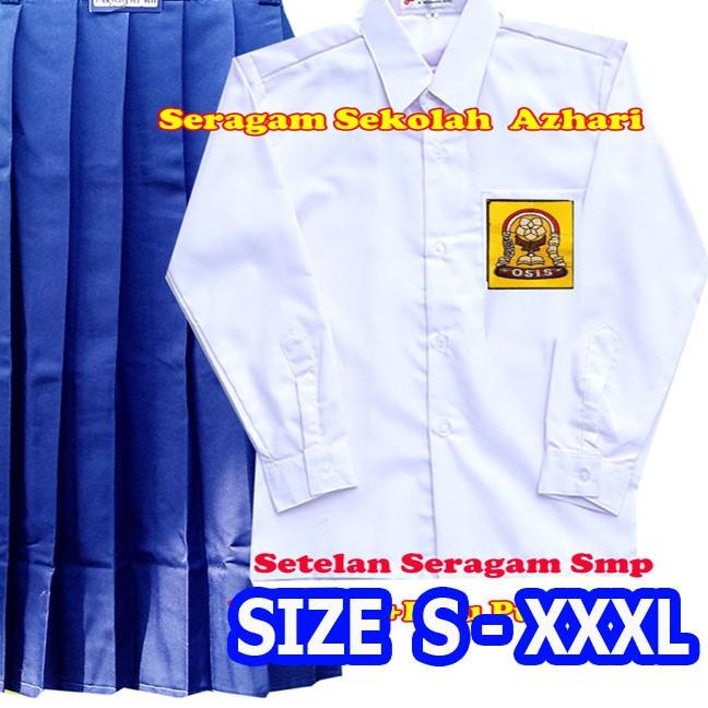 Telah Hadir.. Setelan Seragam Sekolah SMP Perempuan Biru Putih Rok Rempel-Stelan Seragam SMP Cewek-S