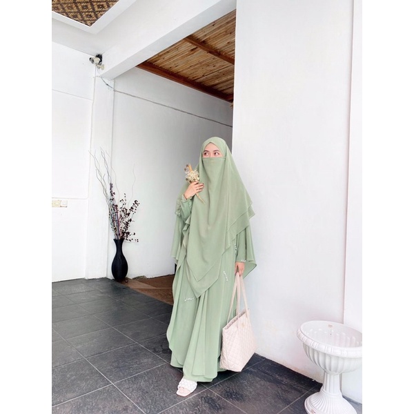 READY SET ABAYA MINA SZ L, XL SAGE GREEN