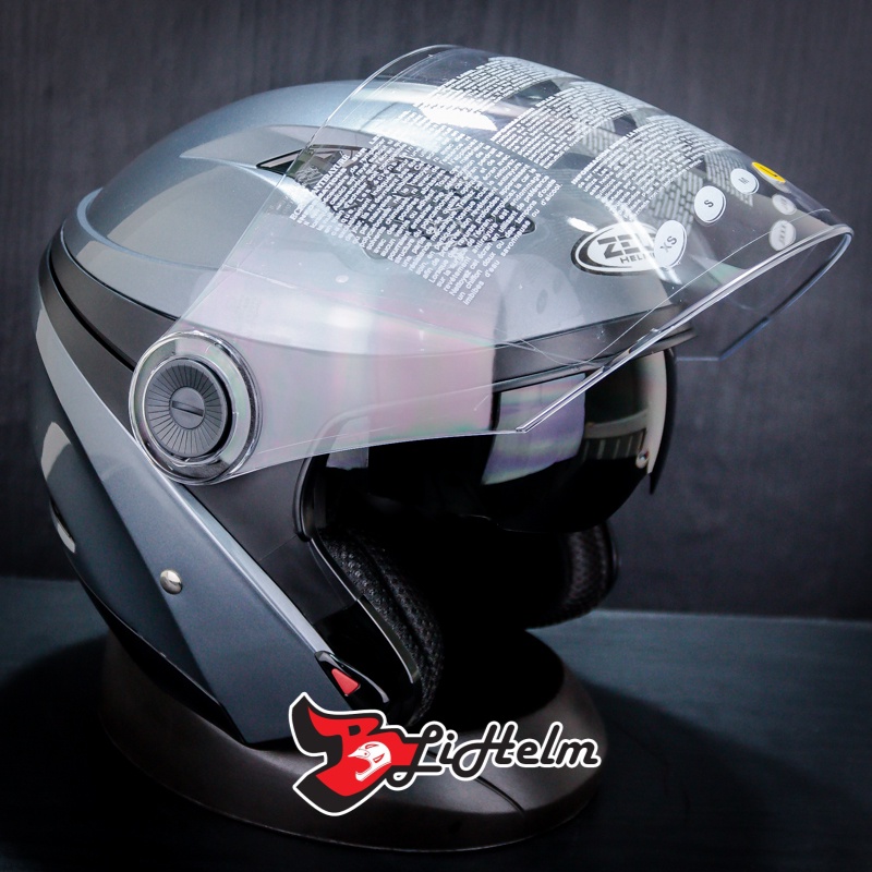 HELM ZEUS ZS 610 TITANIUM | ZS-610 HALF FACE HELMET SNI | DOUBLE VISOR-4