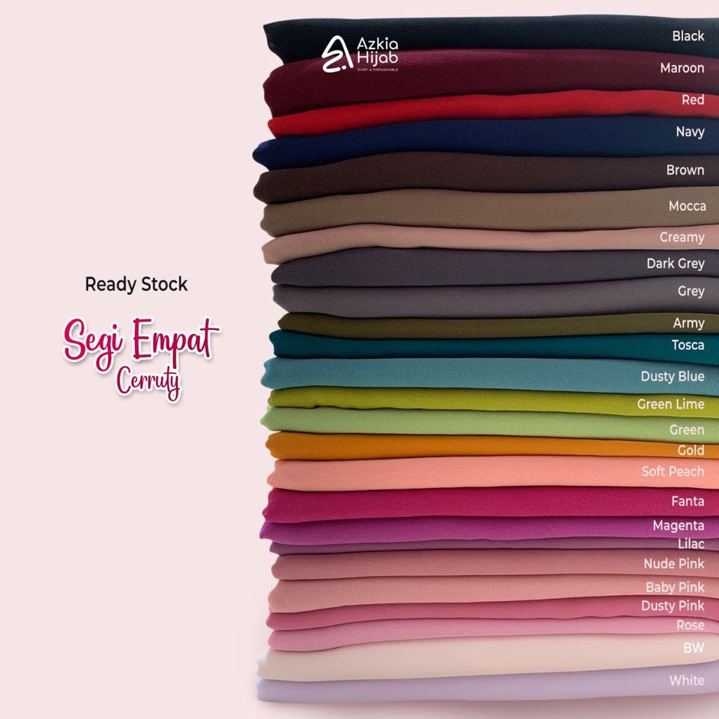 Segi Empat Cerruty Size L & XL Ori By Azkia Hijab