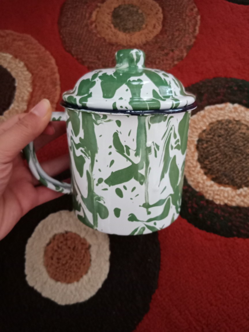 Mug Enamel / Mug Blurik Mug Loreng Hijau Abri