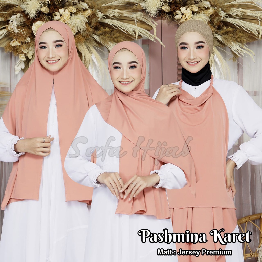 Pashmina Instan Karet Jersey Premium Hijab Instan Jersey Tali Karet Kerudung Pashmina Karet Safa Hijab