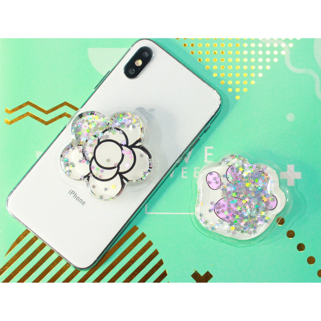 Aksesoris HP Popsocket Glitter Plastik Liquid Karakter 3D Motif Cartoon Cute Lucu Pop Socket Quicksand