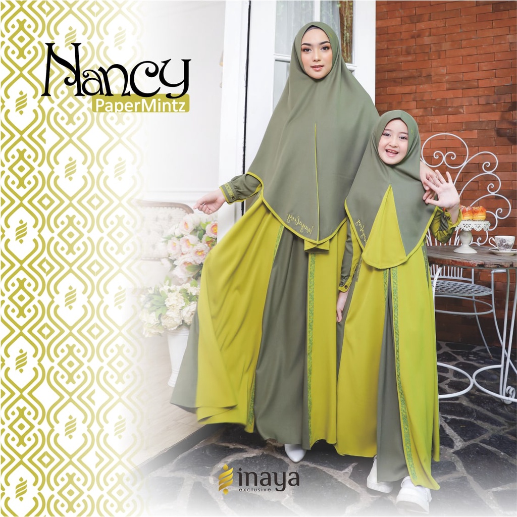 NANCY SYARI BY INAYA/GAMIS ORI PREMIUM/SET KHIMAR PASHMINA GAMIS IBU DAN ANAK PEREMPUAN MURAH TERJAN