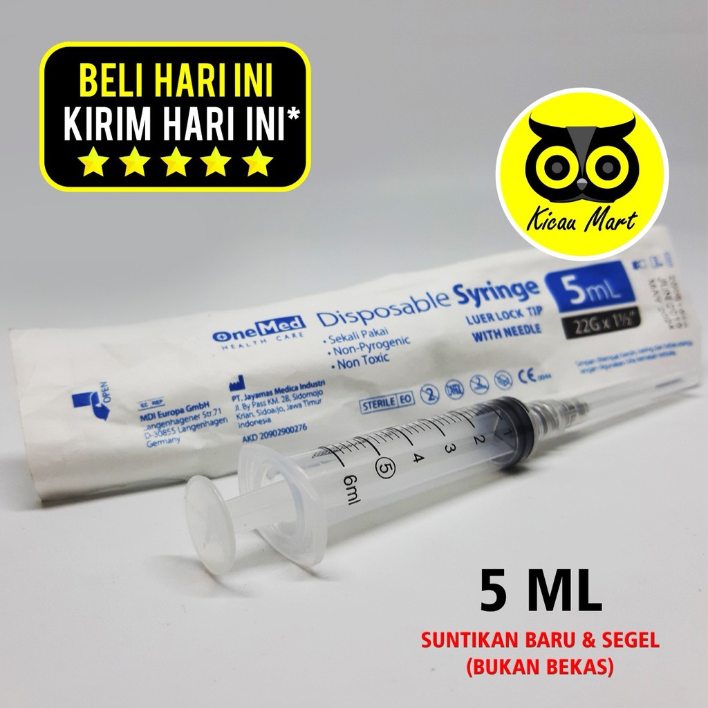 SUNTIKAN SPUIT 5 ML 5ML CC JARUM SUNTIK INJEKSI VITAMIN OBAT HORMON BURUNG KUCING ANJING CPKBMB2