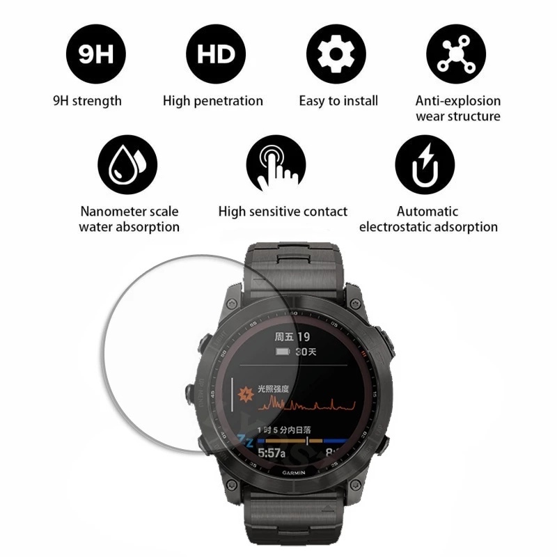 Tempered Glass Pelindung Layar Garmin Fenix7 7S 7X Full Coverage 9H Anti Silau Sidik Jari