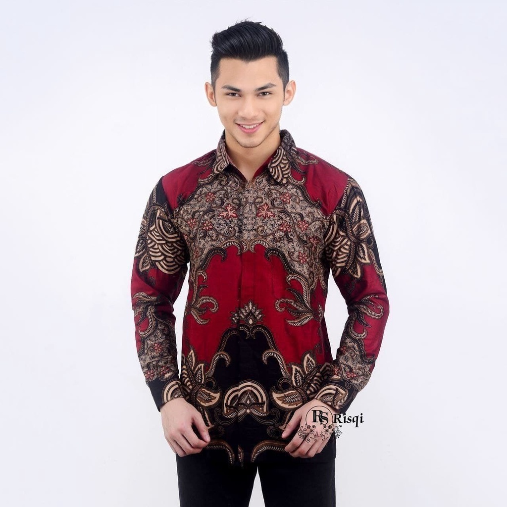 [BUTIK DIAN] KEMEJA BATIK PRIA LENGAN PANJANG SIZE M L XL XXL  BSWART BatiK HRB026 Kenongo Hem