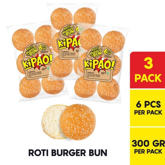

KIPAO Roti Burger Bun - Wijen @ 6 Pcs 300 Gr Multipack TERBATAS Kode 253