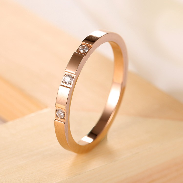 Cincin Titanium Mini Korea Wanita CK036 warna rose gold bisa untuk cincin kawin nikah fashion simple