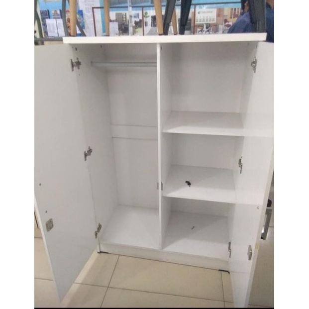 Lemari pakaian kayu 2 pintu kaca/Lemari gantungan - Via Instant