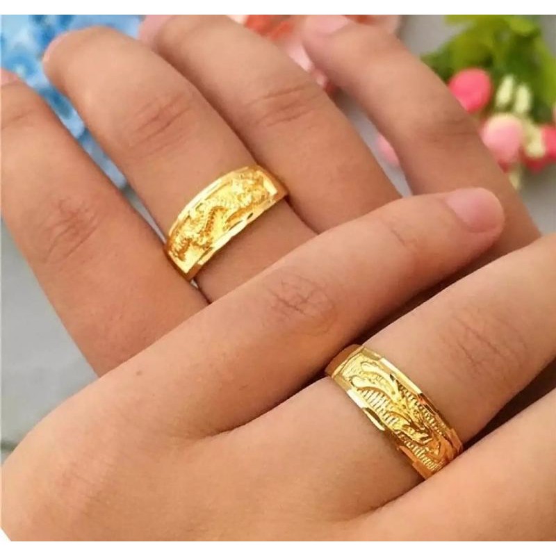 Vietnam endapan Emas naga phoinex pasangan Cincin miniatur berlapis emas Cincin pria wanita