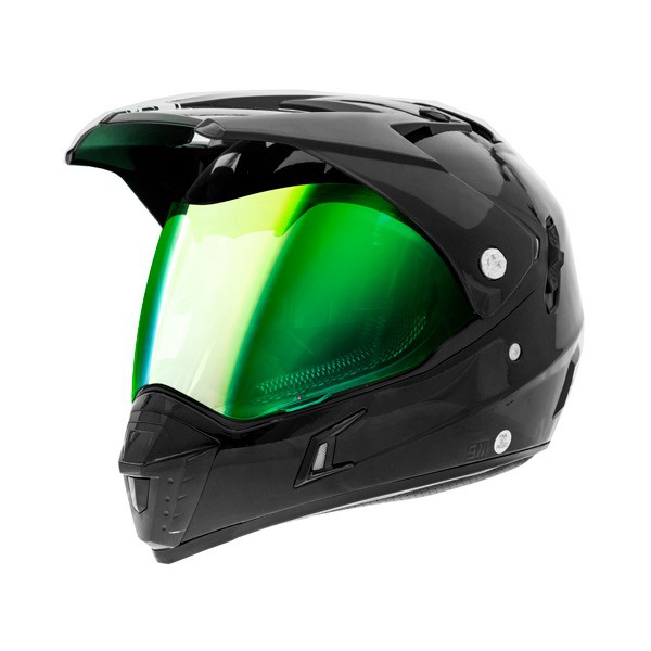 Helm SNAIL MX311 Supermoto Black Gloss Doff VISOR GREEN ORIGINAL