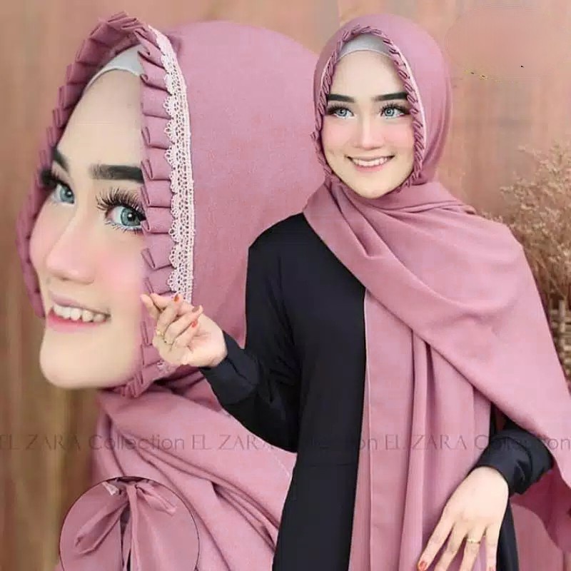 (PROMO)  Pashmina KCB RENDA 175 x 70 Pasmina Tali Lipit Gerigi / Pashmina Renda Premium