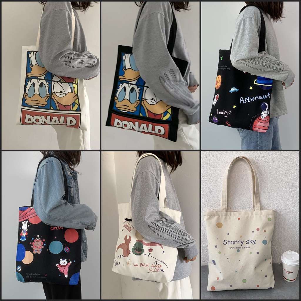 [PEREKAT] TAS TOTE BAG ART FULL PRINTING ANIMASI FULL COLOR MURAH