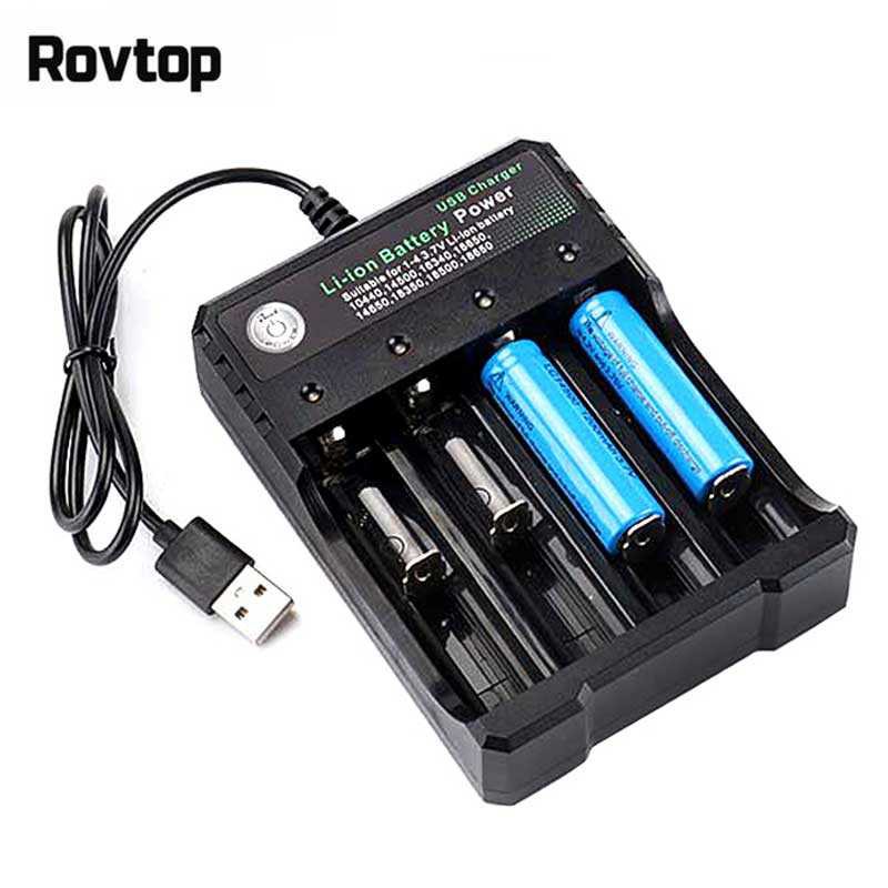 Charger Baterai 18650 4 Slot USB Battery 10440 14500 16340 16650 14650 18350 Batere Batre