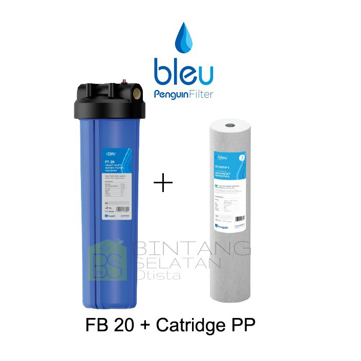 PAKET HOUSING FILTER AIR 20 Inch + PP CATRIDGE BLEU PENGUIN