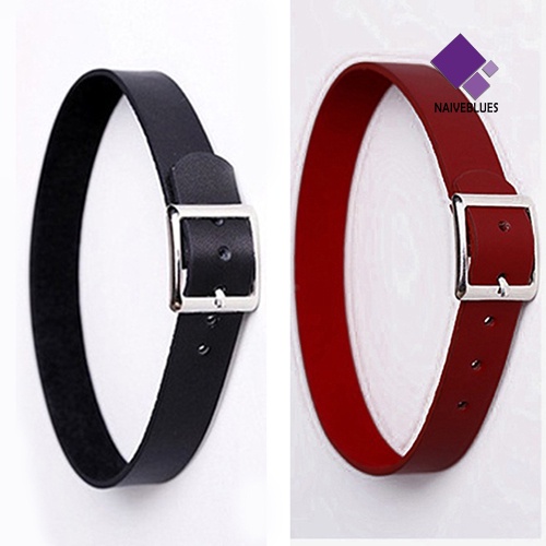 Kalung Choker Bahan Kulit Imitasi Aksen Rivet Spike Buckle Gaya Punk Untuk Wanita