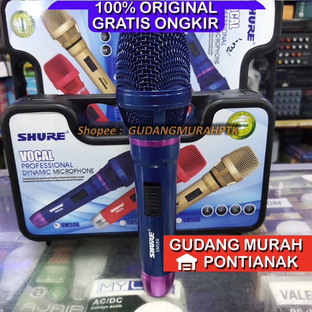 Mic Shure Sepul besar Suara Mantap nyaring dan bersih WARNA WARNI COLORFUL SM58SGB