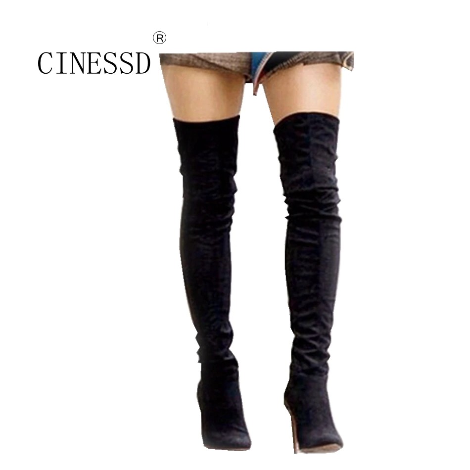 sepatu 2019 Female winter boots suede thigh high boots for women over the knee boots knee high