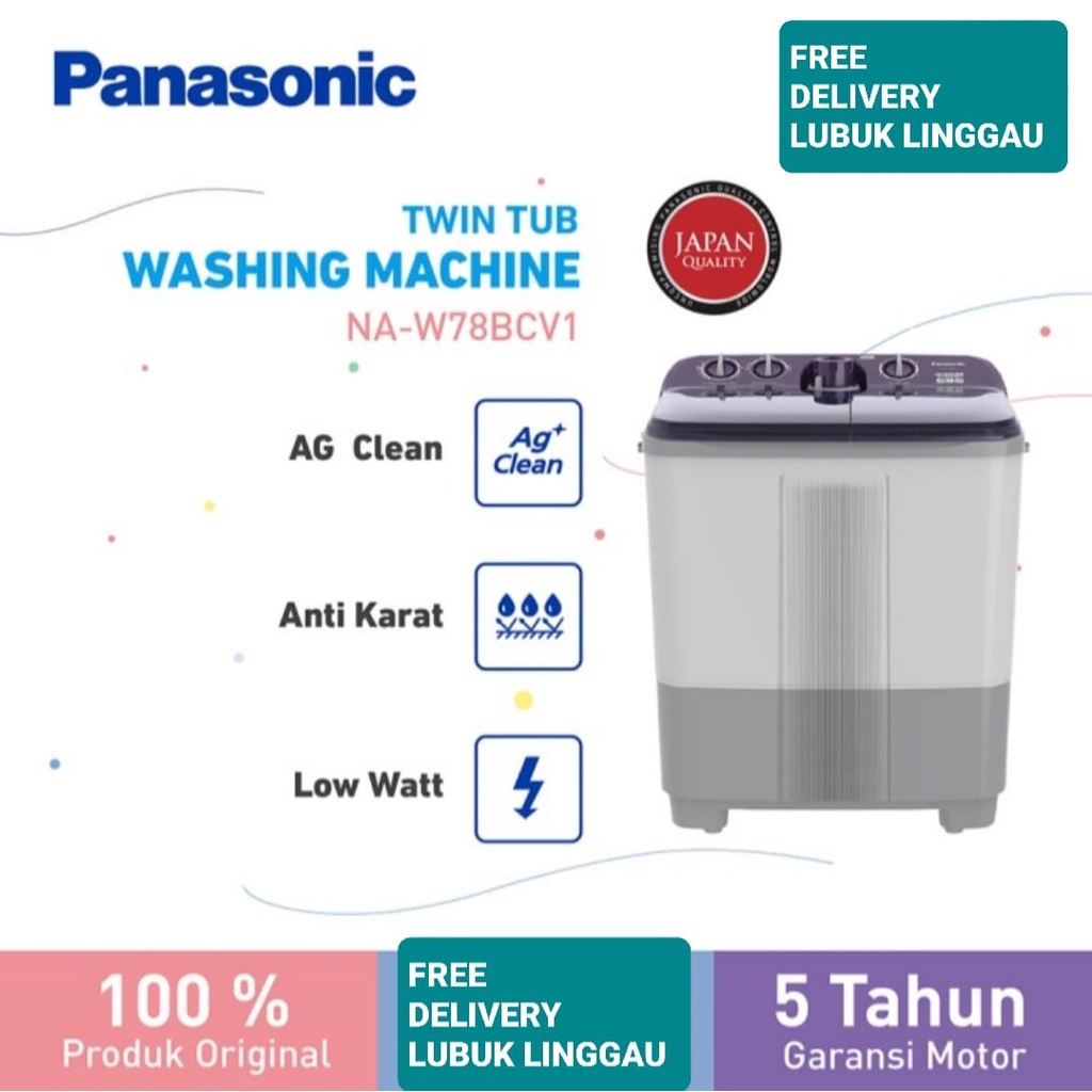 Panasonic mesin cuci twin tub 7.5Kg  NA-W78BCV mesin cuci 2 tabung / Mesin Cuci Panasonic 705 Kg (KHUSUS DAERAH LUBUKLINGGAU)