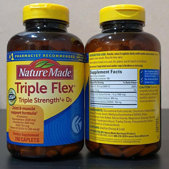 Nature Made Triple Flex Triple Strength + D3 200 Caplets Import USA