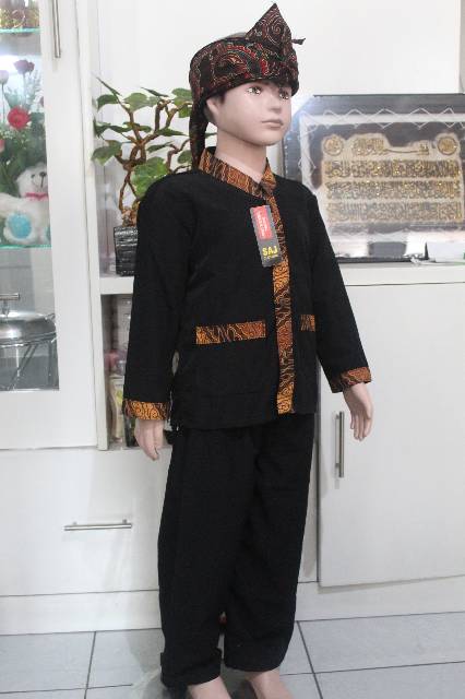 stelan baju celana pangsi silat anak anak batik dan polos tradisional sunda jawa betawi 2-6 tahun