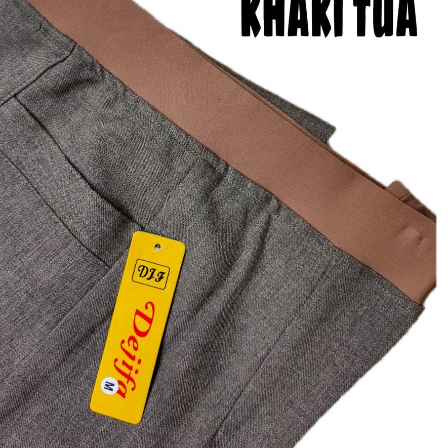 Celana bahan kerja/kantoran wanita pinggang karet dejifa (ukuran S,M,L,XL,XXL,XXXL,4L,5L)