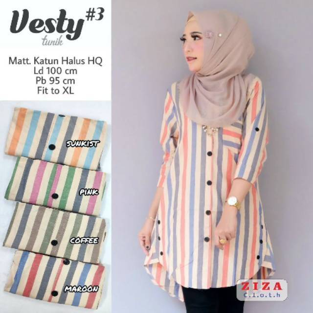 TUNIK WANITA TERBARU JUMBO KEMEJA KERAH SALUR BUSUI ld 100 ATASAN BIG SIZE WANITA L XL- VESTY #3 TUN