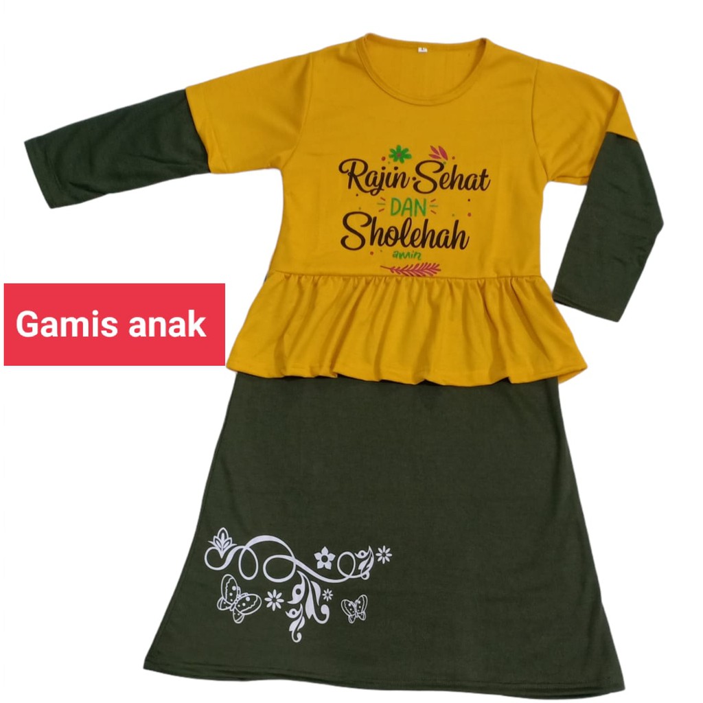 Gamis Anak RAJIN SEHAT DAN SHOLEHAH untuk USIA 6-11THN / Gamis Anak Rumbai