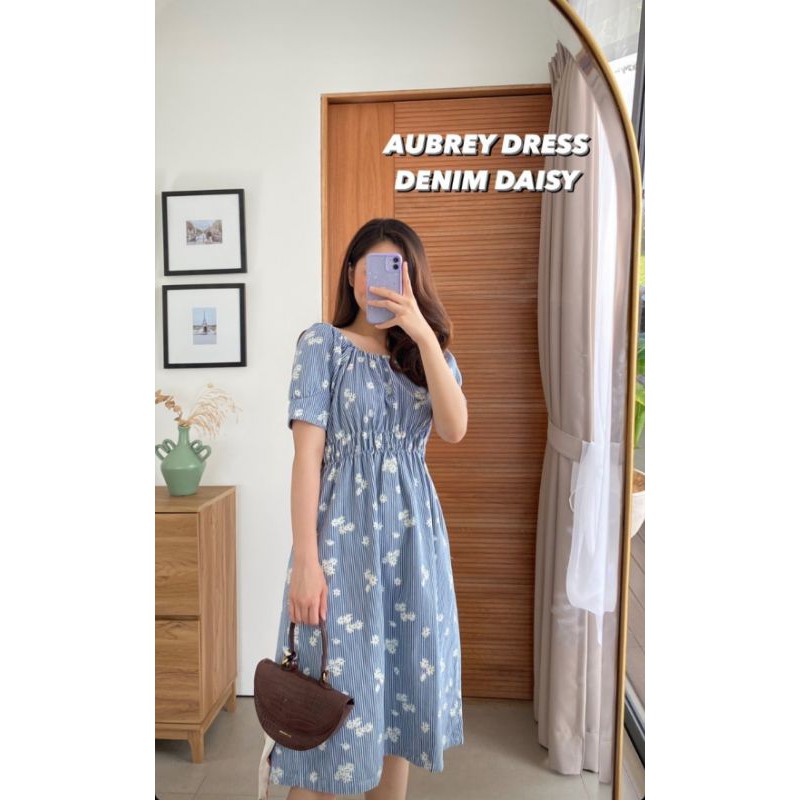 CLARYN THE LABEL AUBREY DRESS DENIM BLUE