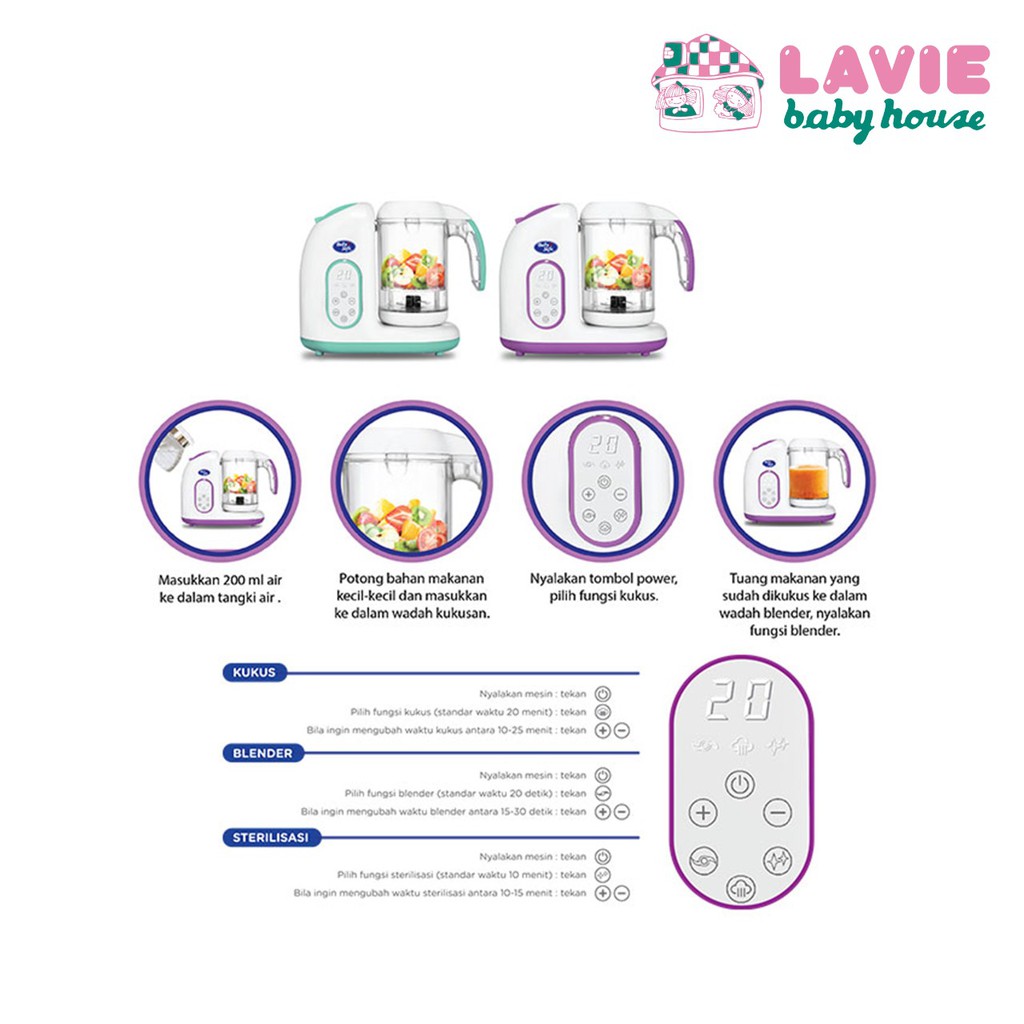 Baby Safe Digital Food Maker Steamer dan Food Processor