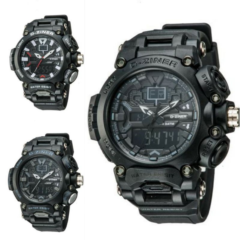 Jam tangan Sporty Double time D-ZINER DZ 8298 Original WR 30M box kaleng