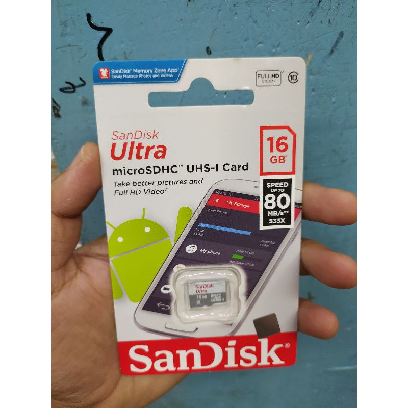 Memori Card Sandisk Ultra Class 10 16GB / 32GB / 64GB NON ADAPTOR ORIGINAL