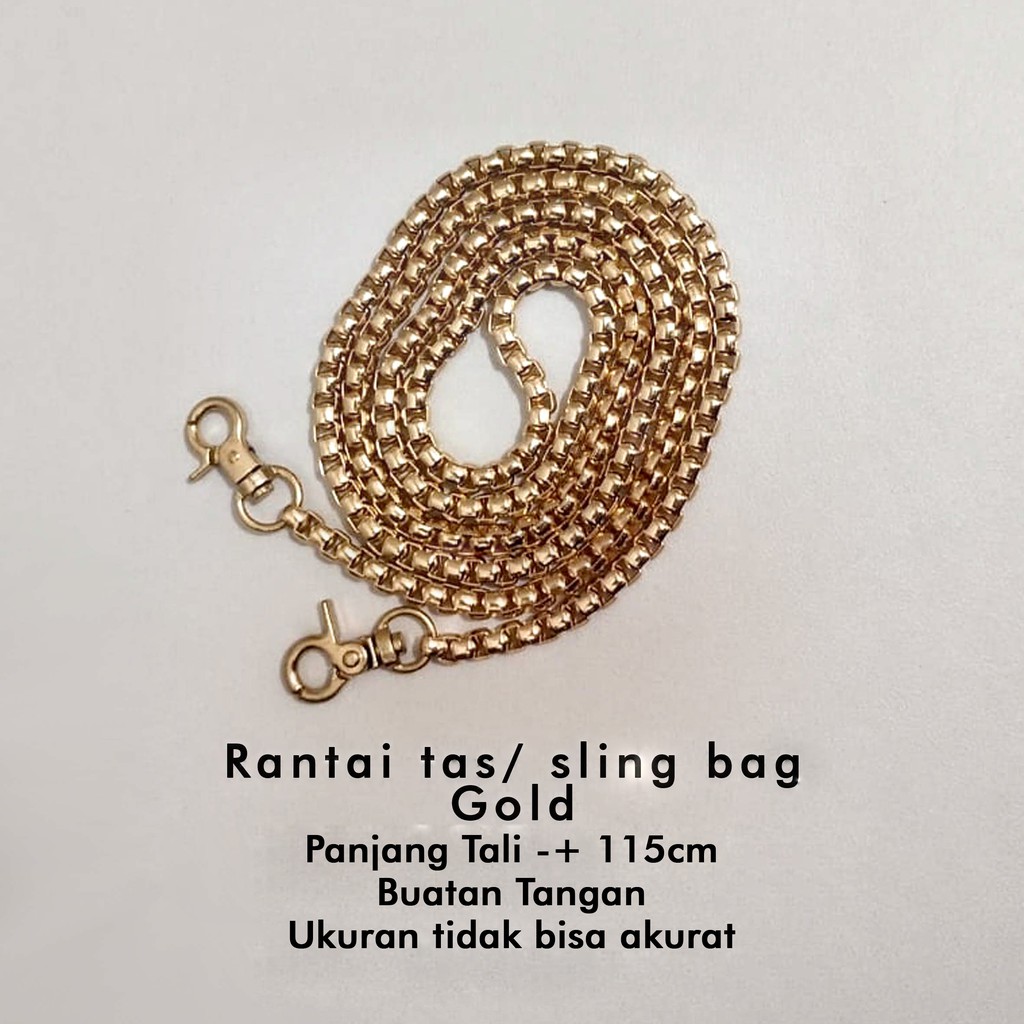 Tali Rantai gold sling bag rante panjang black nickel strap tas selempang tali tas pesta longstrap