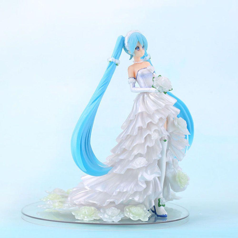 AUGUSTINA Miku Hatsune Action Figure Model Koleksi Anime PVC Baju Pengantin Miniatur