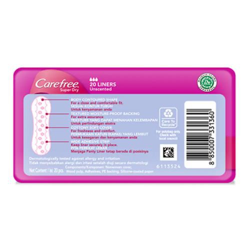 CAREFREE PANTYLINER ISI 20PADS PEMBALUT KEWANITAAN MENSTRUASI