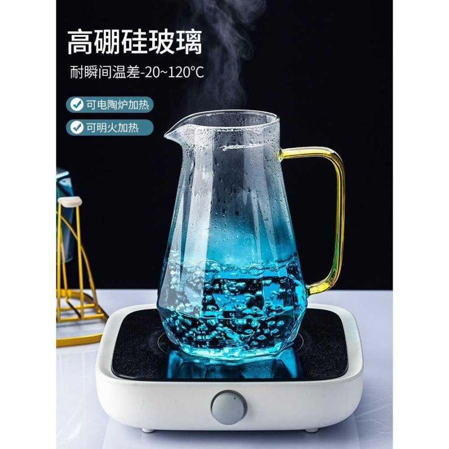 Teko Pitcher Teh Chinese Teapot Borosilicate Glass 1800ml - BRO-047 - Transparent