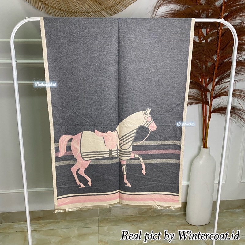 Scarf cashmere musim dingin syal winter wanita panjang long horse hs import hangat