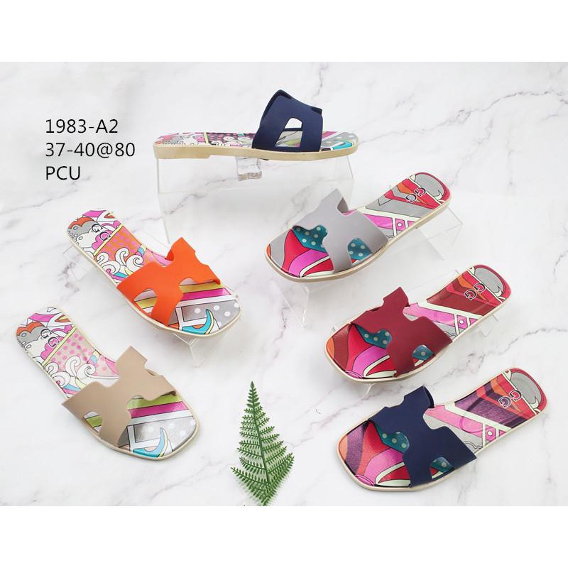 6.6 MEGA!! Sandal Slop H Motif Print 1983 A2 premium trebaru Premium Quality-1