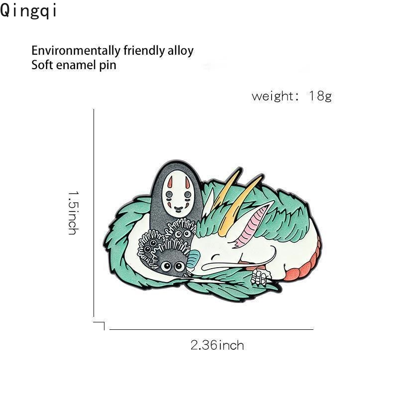 Pin Bros Enamel Desain Kartun Anime Spirited Away Dragon Warna Putih Untuk Dekorasi Pakaian