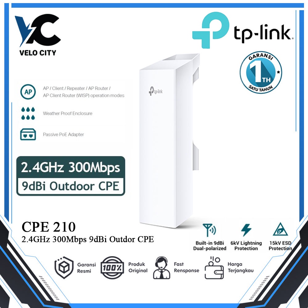 Tp-link CPE210 2,4GHz 300Mbps 9dBi outdoor CPE Original Garansi Resmi 2 Tahun