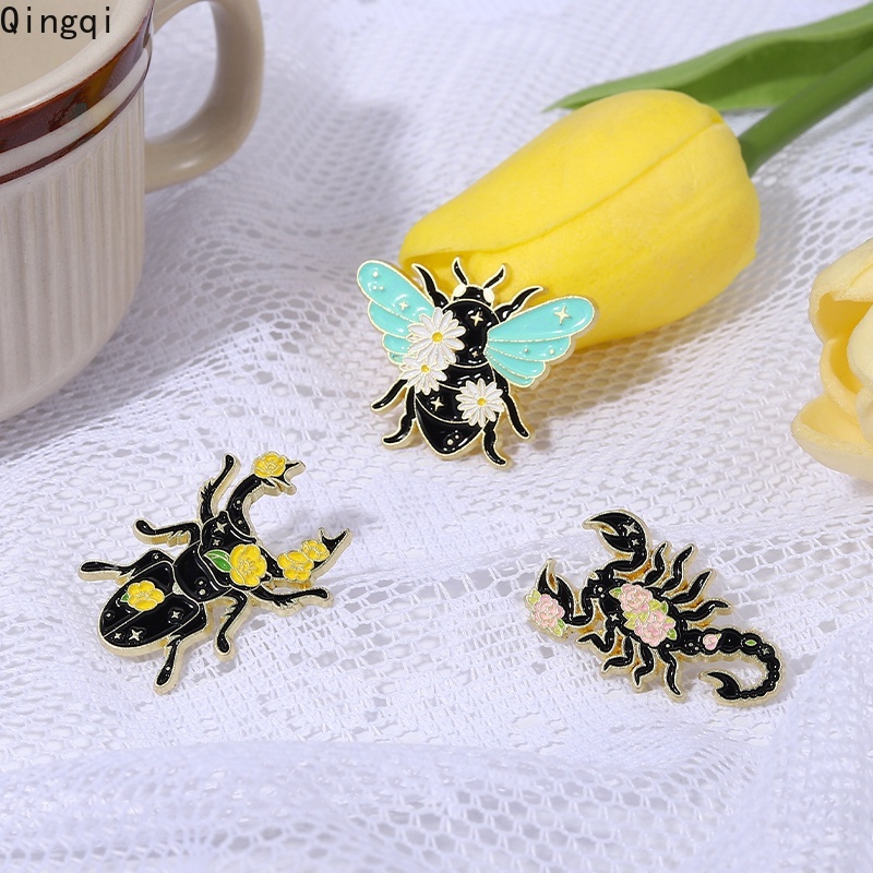 Bros Pin Enamel Bentuk Kartun Lebah Scorpion Beetle Butterfly Warna-Warni Untuk Anak